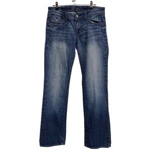 KUT FROM THE KLOTH MID RISE BOOT-CUT DARK WASH JEANS